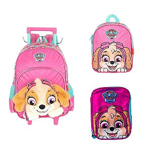 Kit Mochila Rodinhas + Lancheira + Estojo Skye - Luxcel