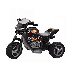 Moto Elétrica Max Turbo Infantil 6v c/ Sons e Luzes - Preta