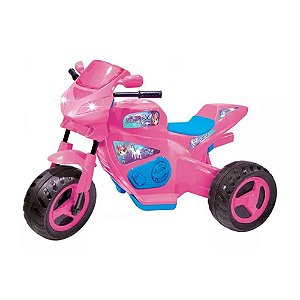 Moto Elétrica Max Turbo Infantil 6v c/ Sons e Luzes - Rosa