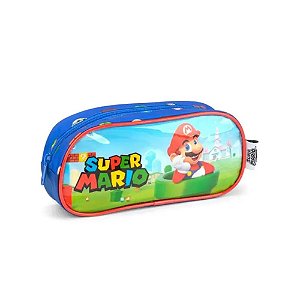 Estojo Triplo Super Mario Escolar Azul - Luxcel