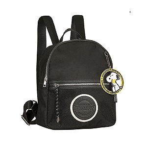 Mini Mochila Preta Snoopy fun com Chaveiro - Semax