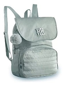 Mochila Prata Rebecca Bonbon com Pompom