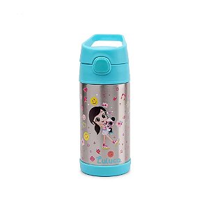 GARRAFA TÉRMICA AZUL LULUCA SQUEEZE TAMPA INOX 350ML