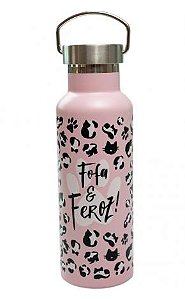 GARRAFA TÉRMICA UATT GATINHOS E FRASE FOFA E FEROZ 500ml