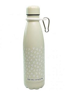 GARRAFA TÉRMICA UATT RETRÔ 500ML NATURAL SIGA O SEU CORAÇÃO