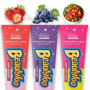 KIT 3 HIDRATANTES LABIAIS BEAUTYLOO UVA MORANGO TUTTI FRUTTI