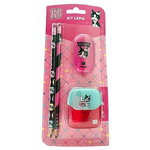 KIT ESCOLAR REBECCA BOMBON - KIT LÁPIS BORRACHA APONTADOR