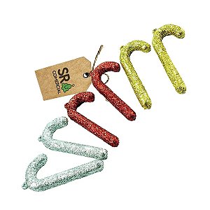 BENGALA SHINE C/ GLITTER ENFEITE NATALINO - ZEIN