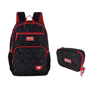 Kit Mochila de Costas + Estojo Box Coração UP4YOU - LUXCEL