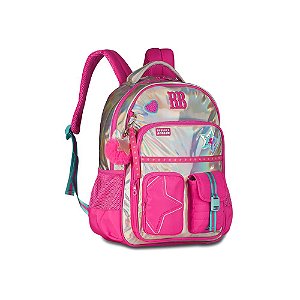 MOCHILA COSTAS HOLOGRÁFICA ROSA COLEÇÃO HOLO SHINE REBECCA BONBON