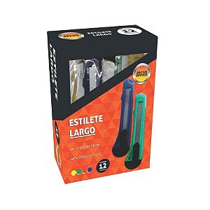 ESTILETE LARGO PLÁSTICO 18mm 3un SORTIDOS - LEOARTE