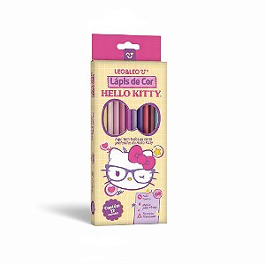 LÁPIS DE COR HELLO KITTY ESCOLAR TRIANGULAR 12 CORES - LEO&LEO