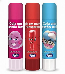 3un COLA BASTÃO COLORIDA 10G FINI - LEOARTE