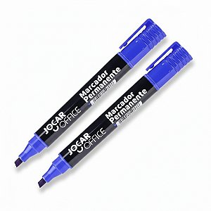 KIT 2 MARCADORES PERMANENTE RECARREGÁVEL AZUL - JOCAR OFFICE