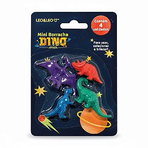 KIT DE MINI BORRACHA DINO SPACE 4 DINOS SORTIDOS - LEO&LEO