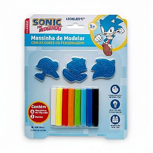 MASSINHA DE MODELAR 8 CORES + 3 MOLDE SONIC - LEO&LEO