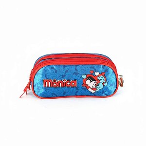 ESTOJO ESCOLAR TRIPLO AZUL TURMA DA MÔNICA - LUXCEL