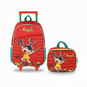 KIT ESCOLAR MOCHILA + LANCHEIRA MAGALI VERMELHO - LUXCEL