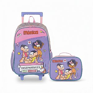 KIT ESCOLAR MOCHILA + LANCHEIRA AMIGAS MÔNICA ROXO - LUXCEL