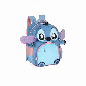 MOCHILA DE COSTAS PELÚCIA STITCH AZUL - LUXCEL