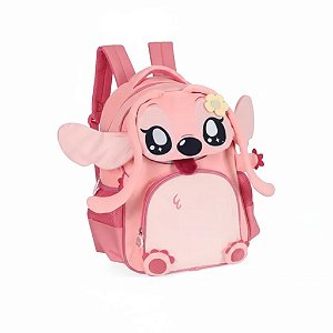 MOCHILA DE COSTAS PELÚCIA STITCH FEMININO ROSA - LUXCEL