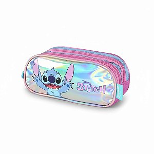 ESTOJO 3 DIVISÕES METALIZADO STITCH ROXO - LUXCEL