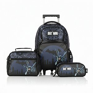 KIT PRETO BATMAN MOCHILA+ESTOJO 3 DIV+ LANCHEIRA - LUXCEL