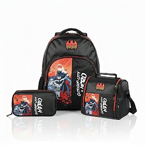 KIT VERMELHO BATMAN MOCHILA C+ESTOJO BOX+ LANCHEIRA - LUXCEL