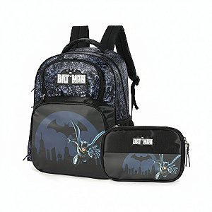 KIT ESCOLAR PRETO BATMAN MOCHILA C.+ ESTOJO BOX