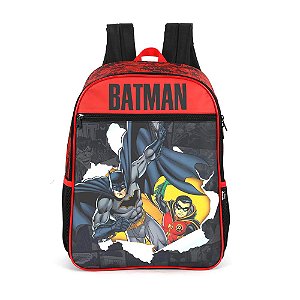 MOCHILA DE COSTAS BATMAN E ROBIN VERMELHA - LUXCEL