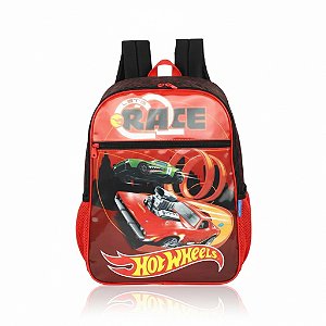 MOCHILA COSTAS PISTA CARRINHO HOTWHEELS VERMELHA - LUXCEL