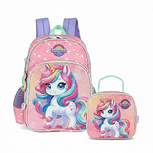 KIT ESCOLAR MOCHILA COSTAS + LANCHEIRA UNICÓRNIO - UP4YOU