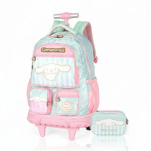 KIT MOCHILA CARRINHO + ESTOJO BOX AMIGOS HELLO KITTY VERDE