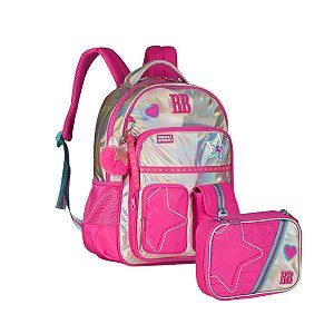 Mochila Costas rebecca bonbon + Estojo Box holográfica Shine
