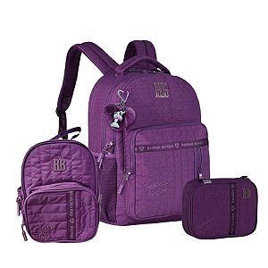 Mochila Costas REBECCA BONBON + Lancheira + Estojo Box Roxa