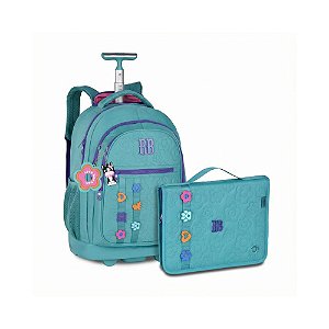 KIT REBECCA BONBON Mochila Carrinho+ Estojo Fichário Flower