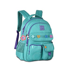 MOCHILA COSTAS FLOWER POWER VERDE 17,5" - REBECCA BONBON