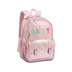 MOCHILA DE COSTAS HOLOGRÁFICA METALIZADA ROSÊ HAPPY - CLIO