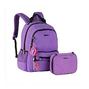 Mochila ESCOLAR Costas+ Estojo Box Star Shine Lilás Luluca