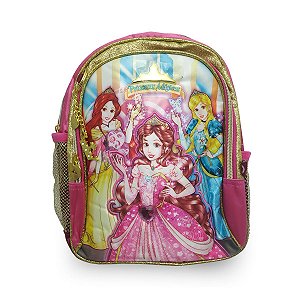 Mochila Infantil Feminina Princesas Mágicas Marsala Pequena