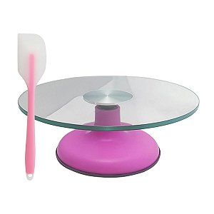 Kit Confeitaria Bailarina Rosa Pink Vidro+ Espátula Silicone