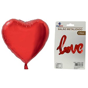 Kit Decoração Romântica Com Balão Love e Coração Vermelho