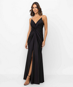 VESTIDO LONGO ALÇA BRILHO DETALHE TORCIDO