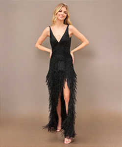 VESTIDO LONGO BORDADO FRANJAS