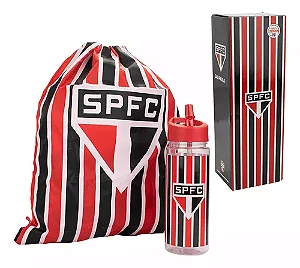 Garrafa Plástica Do São Paulo FC - Com Mochila Tipo Saco Tricolor