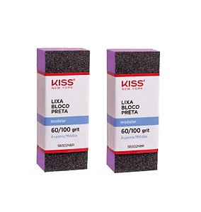 Kiss Kit 2un Lixa de Unha Bloco Preta Média Abrasão