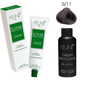 Keune So Pure Color 0/11 Azul Cinza + Developer 20vol