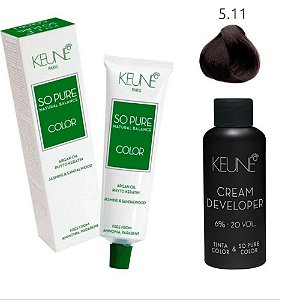 Keune So Pure Color 5.11 Castanho Claro Cinza Intenso + Developer 20vol