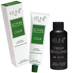 Keune So Pure Color 6.19 Louro Escuro Mate + Developer 20vol