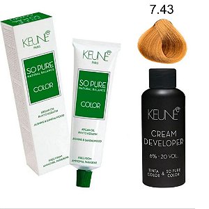 Keune So Pure Color 7.43 Louro Médio Cobre Dourado + Developer 20vol